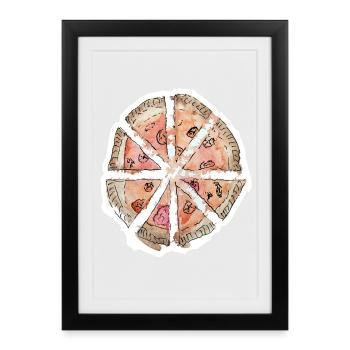Water Painted Pizza Segments - Framed poster (27 × 37 cm) - black - Front