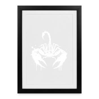 Scorpion encre splatter blanc - Affiche encadrée (27 × 37 cm) - noir - Devant