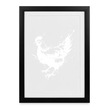 Hen Paint Splash White Splash - Framed poster (27 × 37 cm) - black - Front