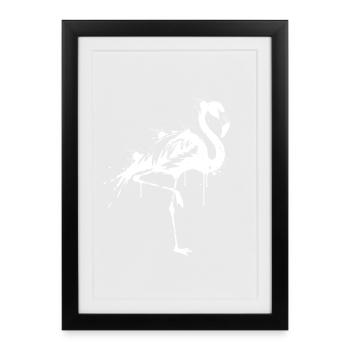 Flamingo Black and White Splashes - Framed poster (27 × 37 cm) - black - Front