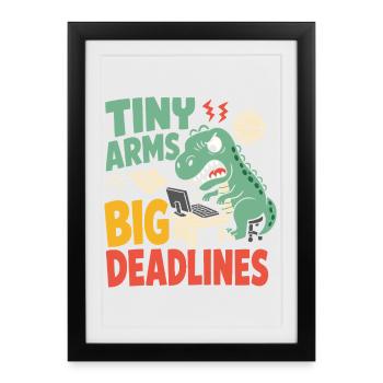 T-Rex with small arms in the office - Framed poster (27 × 37 cm) - black - Front