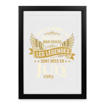 Légende Née En Juillet 1985 Anniversaire - Affiche encadrée (27 × 37 cm) - noir - Devant