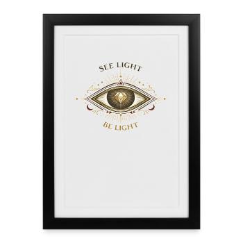 See Light Be Light Sacred Geometry Zen Shirt - Framed poster (27 × 37 cm) - black - Front