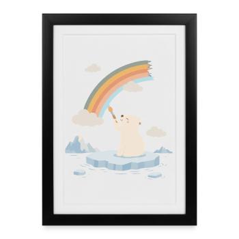 L’ours polaire peint un arc-en-ciel - Affiche encadrée (27 × 37 cm) - noir - Devant