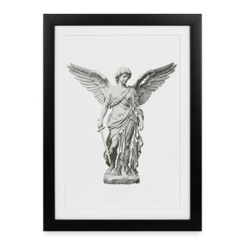 Winged Guardian Angel with Sword - Framed poster (27 × 37 cm) - black - Front