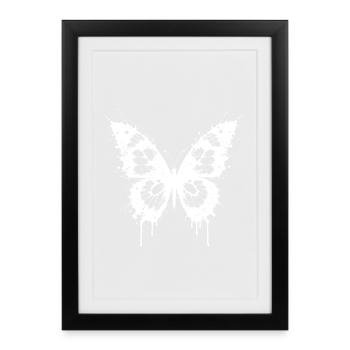 Butterfly in splashes - Framed poster (27 × 37 cm) - black - Front
