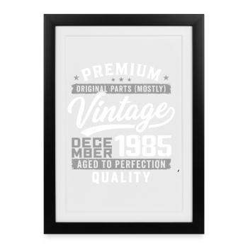 Vintage Dezember 1985 Qualitätsausgabe - Gerahmtes Poster (27 × 37 cm) - Schwarz - Vorne