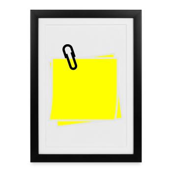 Postit | Zettel | gelber Zettel | Sticker | - Affiche encadrée (27 × 37 cm) - noir - Devant