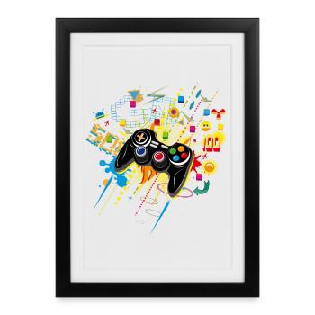 Gamepad Video Games - Framed poster (27 × 37 cm) - black - Front