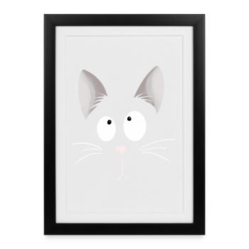 Cat Head I Cat Face I Comic - Framed poster (27 × 37 cm) - black - Front
