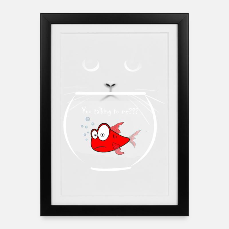poisson rouge - Affiche encadrée (27 × 37 cm) - noir