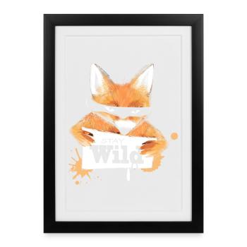 un renard avec un message - Affiche encadrée (27 × 37 cm) - noir - Devant