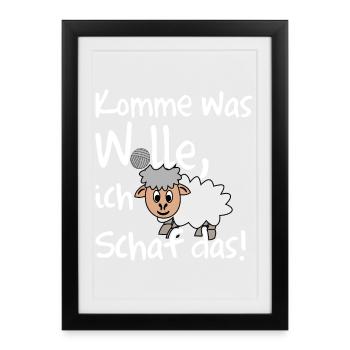 Ich schaffe das, ich Schaf das lustiges Motiv - Gerahmtes Poster (27 × 37 cm) - Schwarz - Vorne
