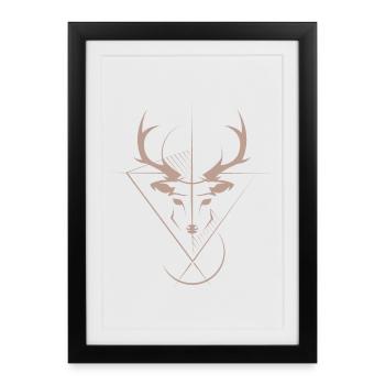 Deer Elk Symbol Logo icon Graphic Animals Antlers - Framed poster (27 × 37 cm) - black - Front