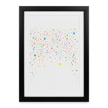 Réveillon du Nouvel An. Confettis avec des étoiles - Affiche encadrée (27 × 37 cm) - noir - Devant