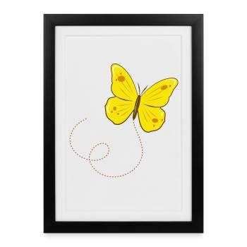 Papillon papillon citron dansant dans les airs - Affiche encadrée (27 × 37 cm) - noir - Devant