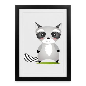 cute raccoon in comic style to love - Framed poster (27 × 37 cm) - black - Front
