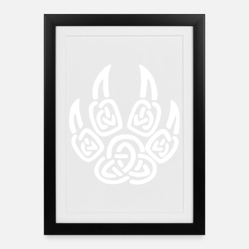 Griffes blanches de loup viking - Affiche encadrée (27 × 37 cm) - noir