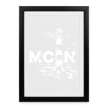 Moin Symbole du phare de la mer Baltique Mer du Nord - Affiche encadrée (27 × 37 cm) - noir - Devant