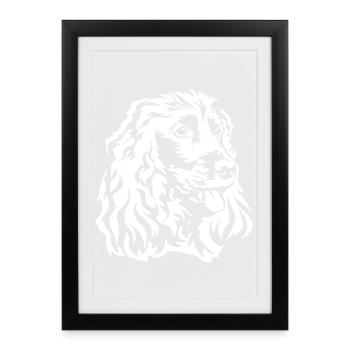 Tête de Cocker Spaniel "Black Edition" - Affiche encadrée (27 × 37 cm) - noir - Devant