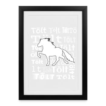 Kraftvolles Islandpferd Tölt Tölt Tölt  - Gerahmtes Poster (27 × 37 cm) - Schwarz - Vorne