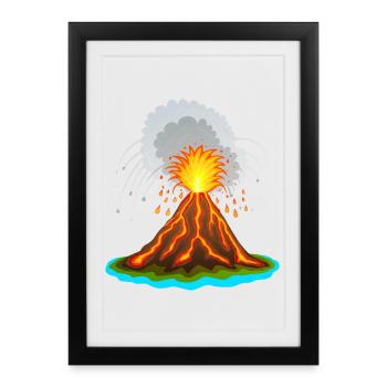 Vulcano, vulcano, vulcano, lava, volcans volcans - Affiche encadrée (27 × 37 cm) - noir - Devant