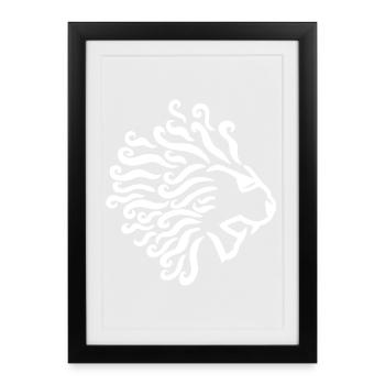 White lion and sunglasses - Framed poster (27 × 37 cm) - black - Front