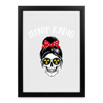 Manip Radio Crâne Coiffure Femme Radiologie - Affiche encadrée (27 × 37 cm) - noir - Devant