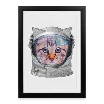 Chat dans l’espace - Affiche encadrée (27 × 37 cm) - noir - Devant