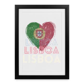 Lisbonne Portugal, belle ville est ma ville natale - Affiche encadrée (27 × 37 cm) - noir - Devant