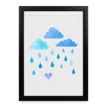 I love rain, raindrops, weather clouds, wet - Framed poster (27 × 37 cm) - black - Front