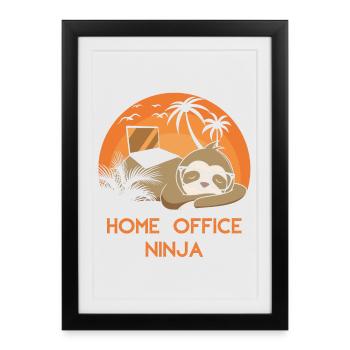 Bureau à domicile Ninja - Affiche encadrée (27 × 37 cm) - noir - Devant