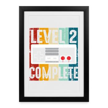 Level 2 Komplette Retro-Konsole - Gerahmtes Poster (27 × 37 cm) - Schwarz - Vorne