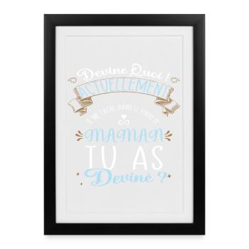 Devine quoi ! Je me cache dans le ventre de Maman - Affiche encadrée (27 × 37 cm) - noir - Devant