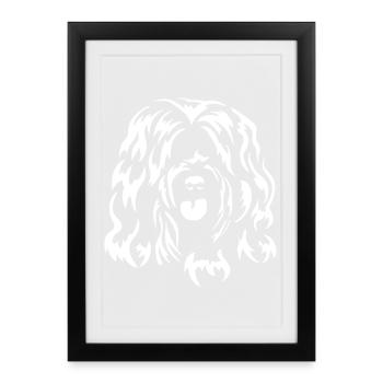 Tête de terrier tibétain « Black Edition » - Affiche encadrée (27 × 37 cm) - noir - Devant