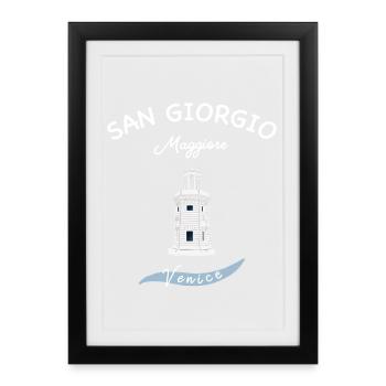 Venise, Phare de San Giorgio Maggiore, Italie - Affiche encadrée (27 × 37 cm) - noir - Devant