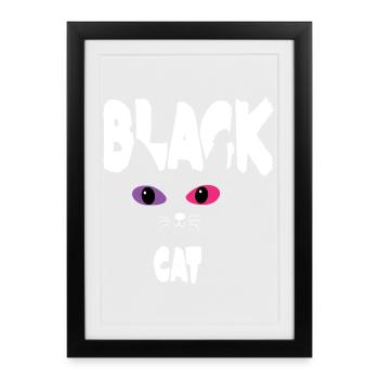 Chat Noir Blanc - Affiche encadrée (27 × 37 cm) - noir - Devant