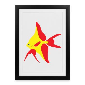 Poisson drapeau rouge et jaune - Affiche encadrée (27 × 37 cm) - noir - Devant