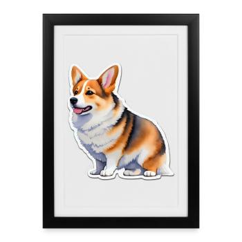 Corgi gallois - Affiche encadrée (27 × 37 cm) - noir - Devant
