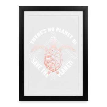 Tortue de mer - Sauvez la planète - Pas de planète B! - Affiche encadrée (27 × 37 cm) - noir - Devant