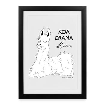 KOA DRAMA Lama - pas de drame Lama, dialecte - Affiche encadrée (27 × 37 cm) - noir - Devant