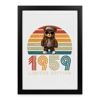 Édition limitée 1959 anniversaire Vintage rétro - Affiche encadrée (27 × 37 cm) - noir - Devant
