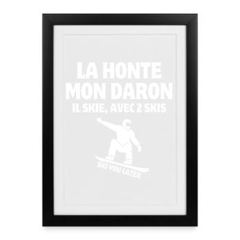 ski, faire du ski, station de ski - Affiche encadrée (27 × 37 cm) - noir - Devant