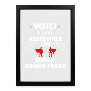 Frère Super Héros Inspirant - Affiche encadrée (27 × 37 cm) - noir - Devant