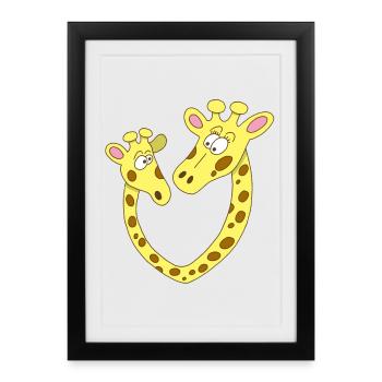 Coeur de girafe - Affiche encadrée (27 × 37 cm) - noir - Devant