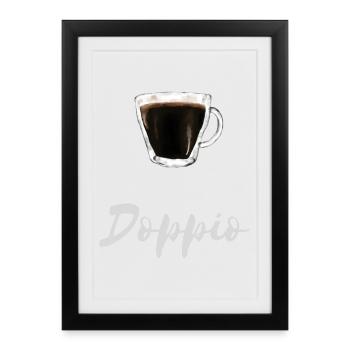Doppio Espresso Coffee Barista Cafe Shirt - Framed poster (27 × 37 cm) - black - Front