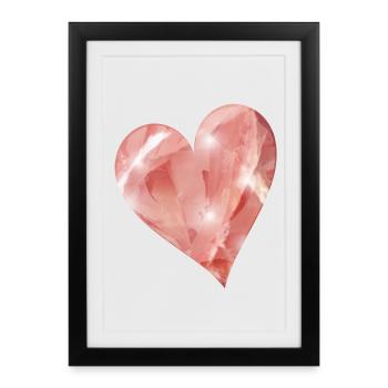 pink rose quartz crystal motif as a heart - Framed poster (27 × 37 cm) - black - Front