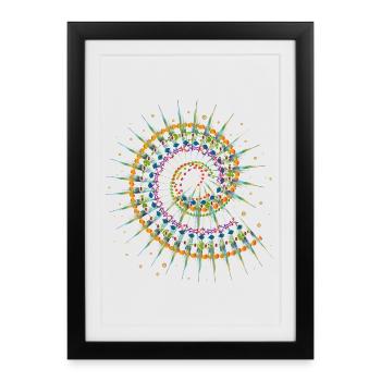 Escargot en forme de coquille aux couleurs vives de l’été - Affiche encadrée (27 × 37 cm) - noir - Devant