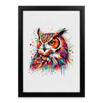 Hibou - Affiche encadrée (27 × 37 cm) - noir - Devant