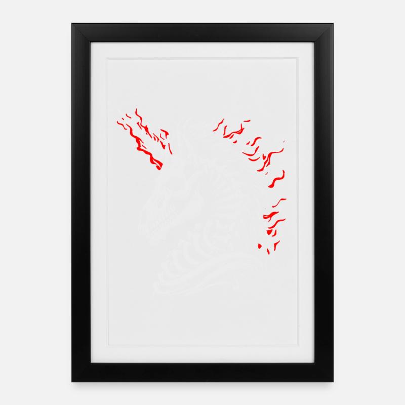 Flammendes Skelettross - Gerahmtes Poster (27 × 37 cm) - Schwarz